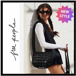 Free People Mini Carryall Sling Bag - Quilted Carryall - Black